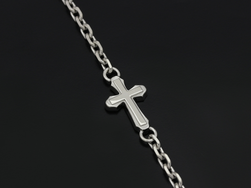 Smooth Cross Chain Bracelet - Silver