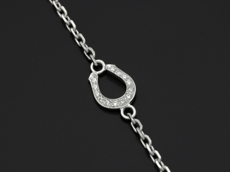 Small Horseshoe Chain Bracelet - Silver w/CZ