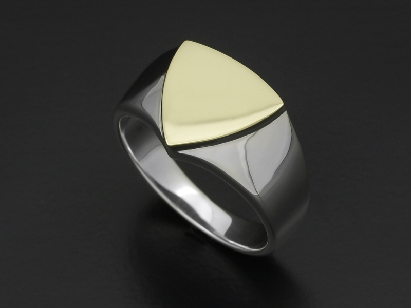 Signet Ring - Triangle - Silver×K18 Yellow Gold