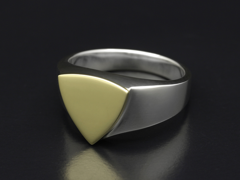 Signet Ring - Triangle - Silver×K18 Yellow Gold
