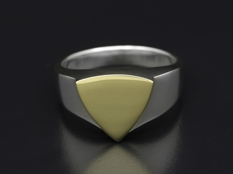 Signet Ring - Triangle - Silver×K18 Yellow Gold