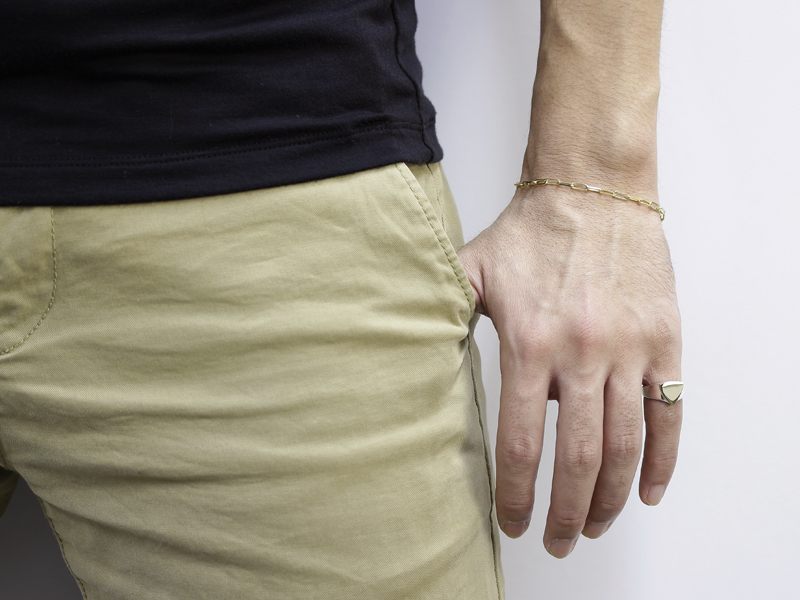 Signet Ring - Triangle - Silver×K18 Yellow Gold