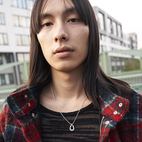 メンズアクセサリー ネックレス シルバー ダイヤモンド 合成ダイヤ ホースシュー