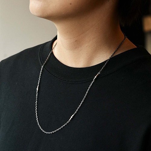 メンズアクセサリー ネックレス 木目金 ハンドメイド シルバー 