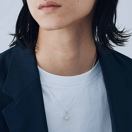 メンズアクセサリー ネックレス ペンダント シルバー 合成ダイヤモンド 