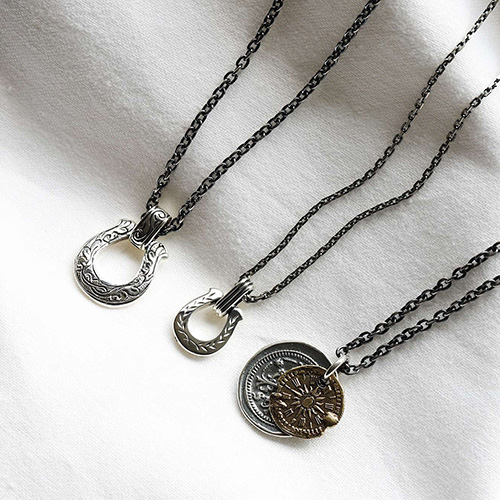 メンズアクセサリー ネックレス コイン シルバー ホースシュー 