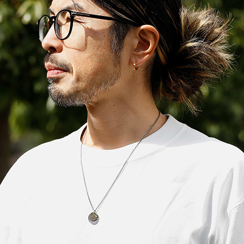 メンズアクセサリー ネックレス コイン シルバー 燻 