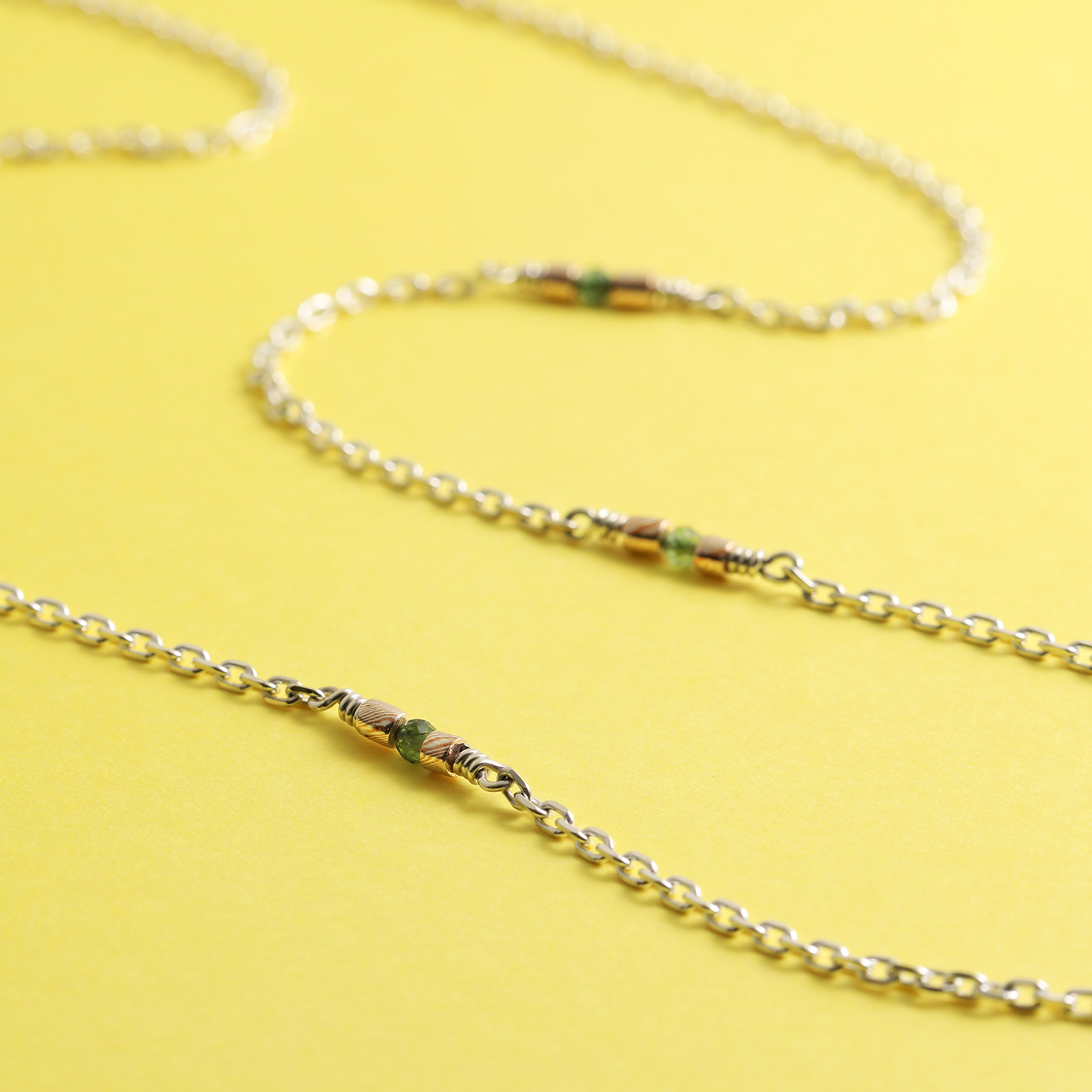 メンズアクセサリー ネックレス シルバー 木目金 ハンドメイド 