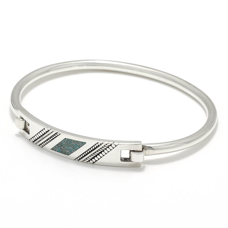 Turquoise Powder Inlay Hinge Bangle