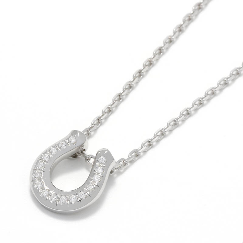 Ridge Horseshoe Necklace - Silver w/CZ