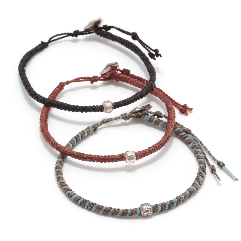 オクタゴンコードブレスレット w/ビーズシングル