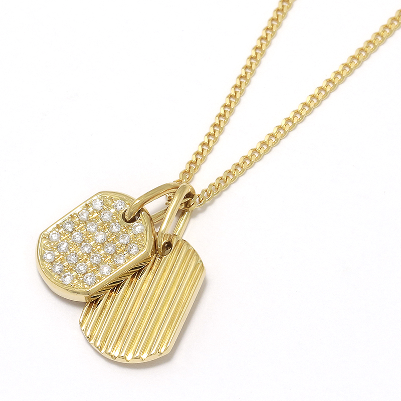 SYMPATHY OF SOUL Small Dog Tag Necklace -Silver × K18Yellow Gold