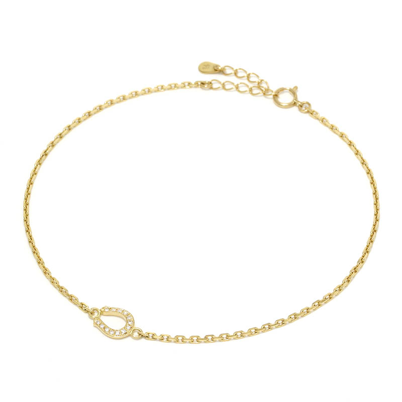 Small Horseshoe Chain Anklet - K18Yellow Gold w/Diamond