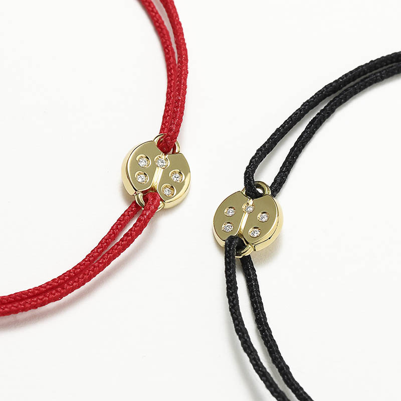 Ladybug Cord Bracelet - K18Yellow Gold w/Diamond