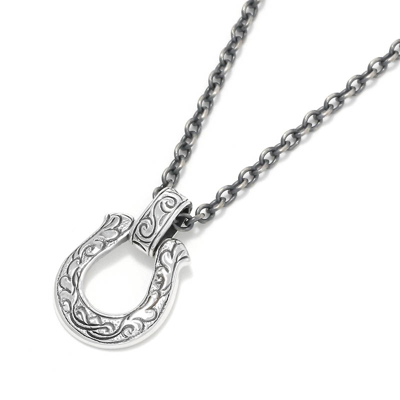 Collaboration Large Horseshoe Carving Necklace