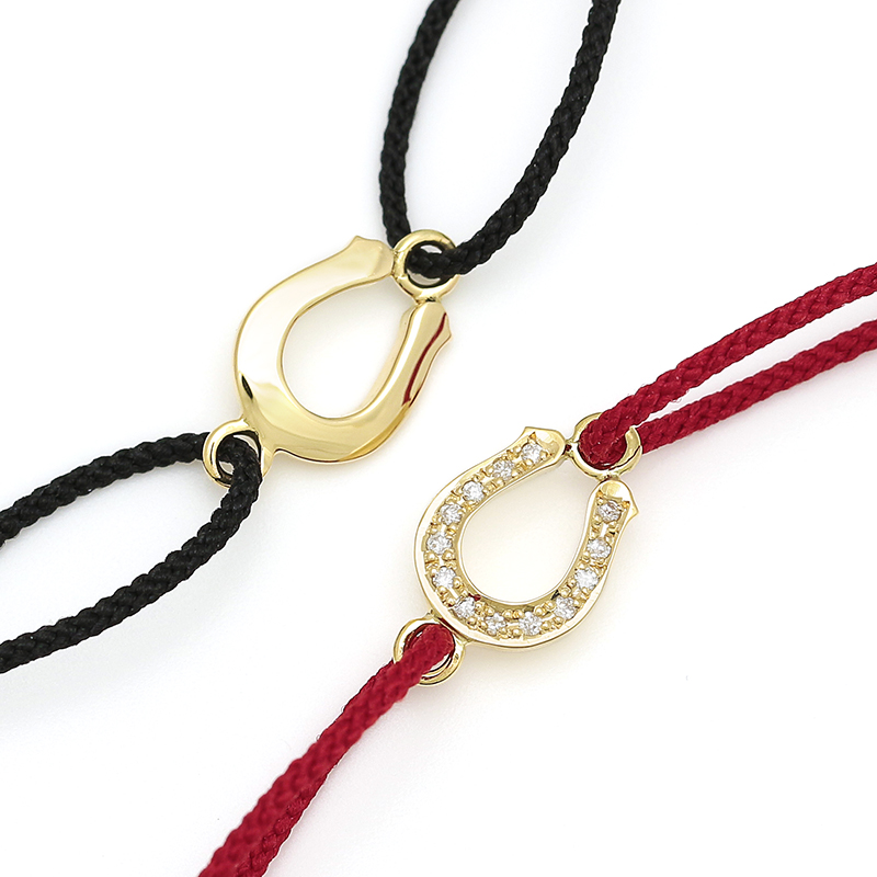 Small Horseshoe Cord Bracelet - K18Yellow Gold