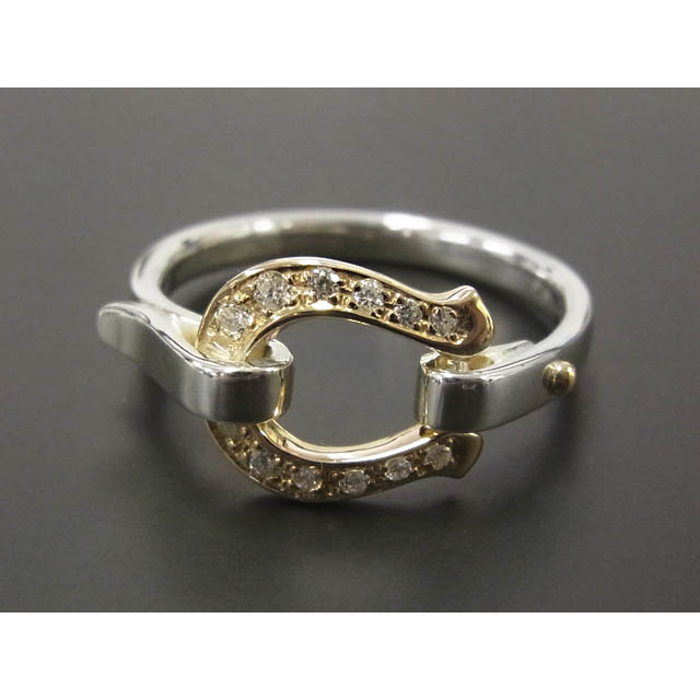 Horseshoe Band Ring - Silver&K18Yellow Gold w/Diamond