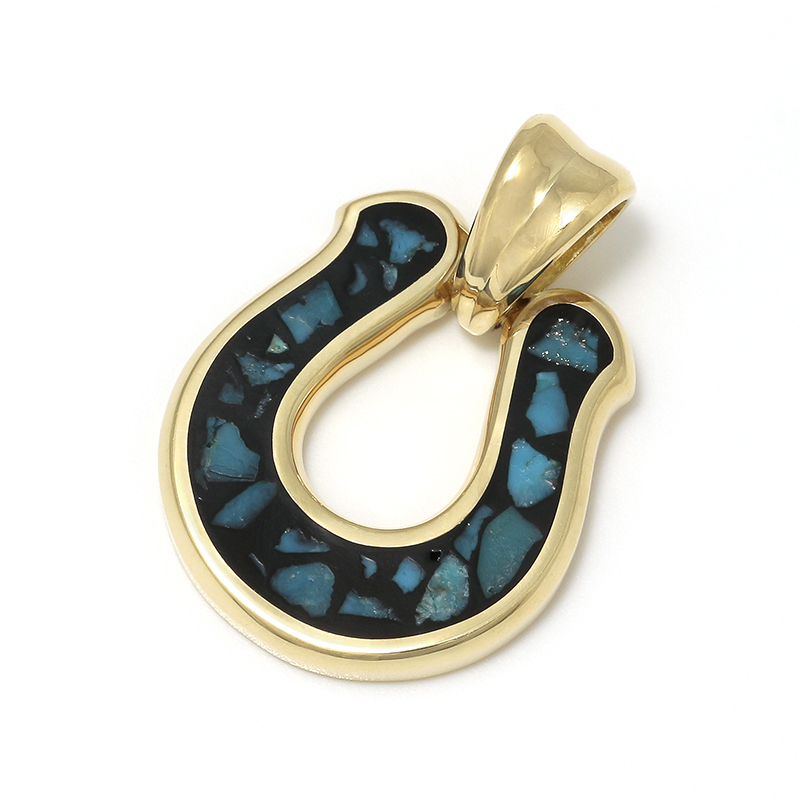 Horseshoe Inlay Pendant - K18Yellow Gold