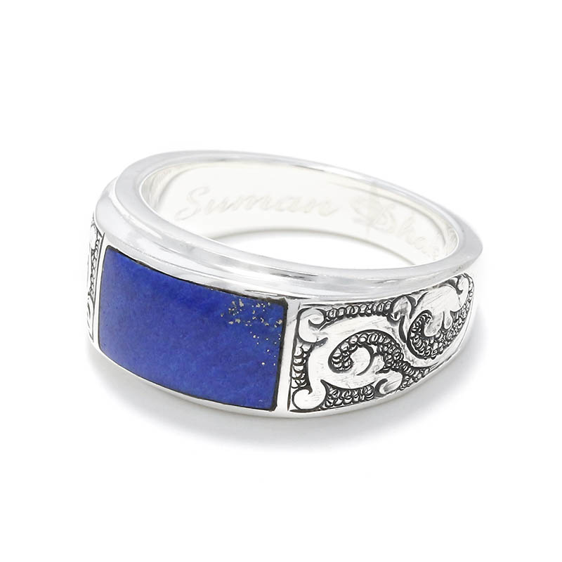 Carved Signet Ring W/Lapislazuli