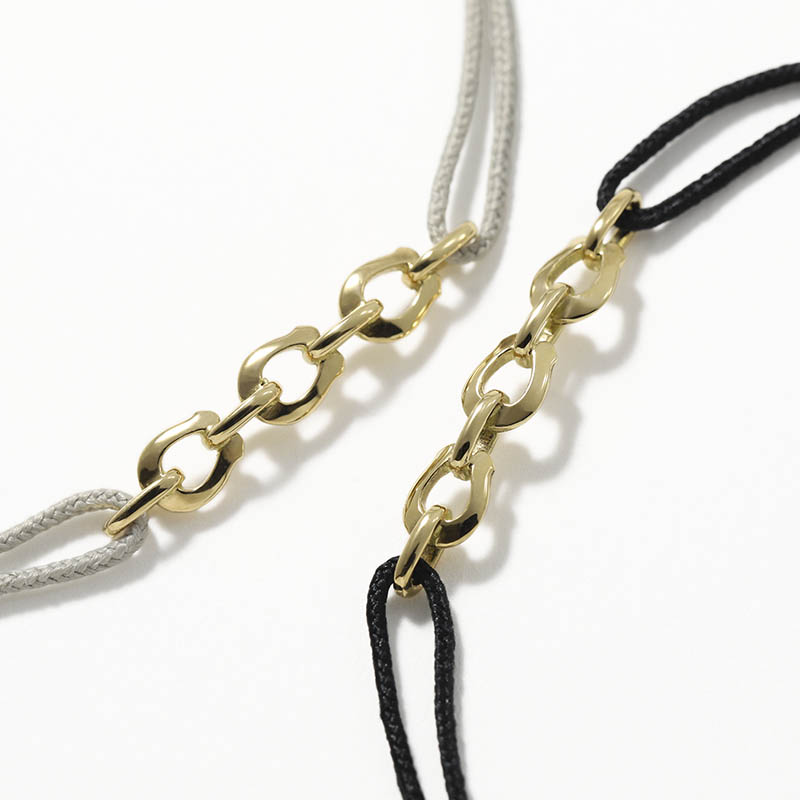 Trinity Horseshoe Cord Bracelet - K18Yellow Gold