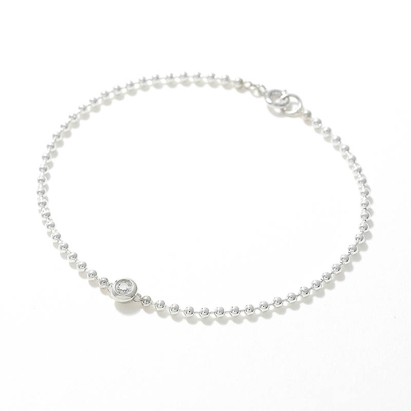 One LG Diamond Ball Chain Bracelet - Silver