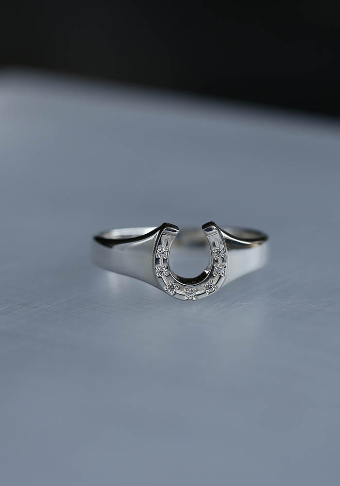 LG Diamond Horseshoe Signet Ring