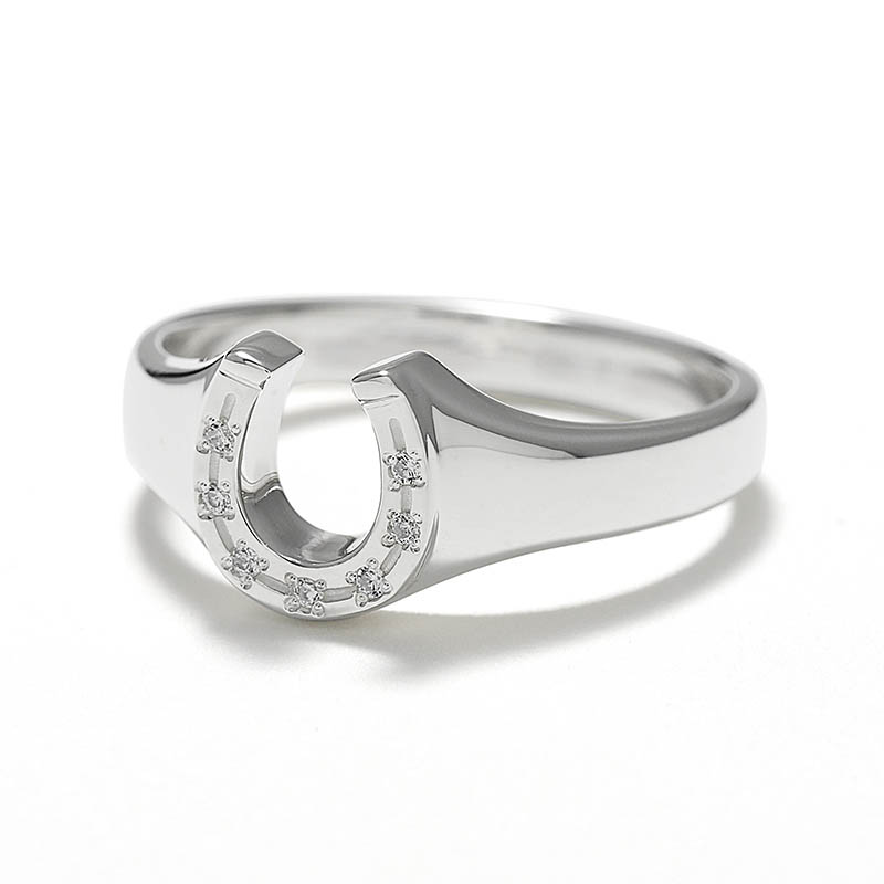 LG Diamond Horseshoe Signet Ring - Silver