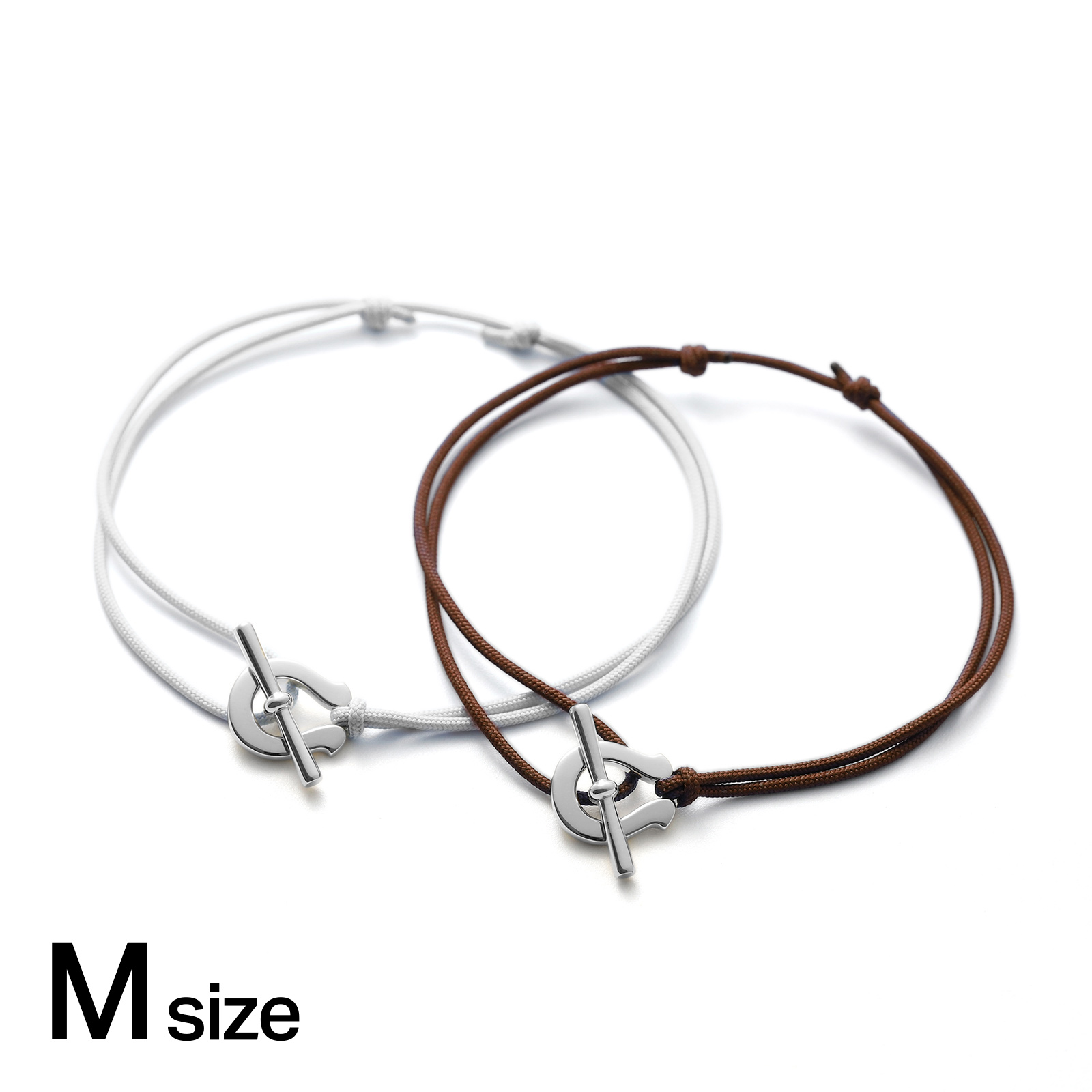 ミディアムホースシュートグルコードブレスレット - シルバー