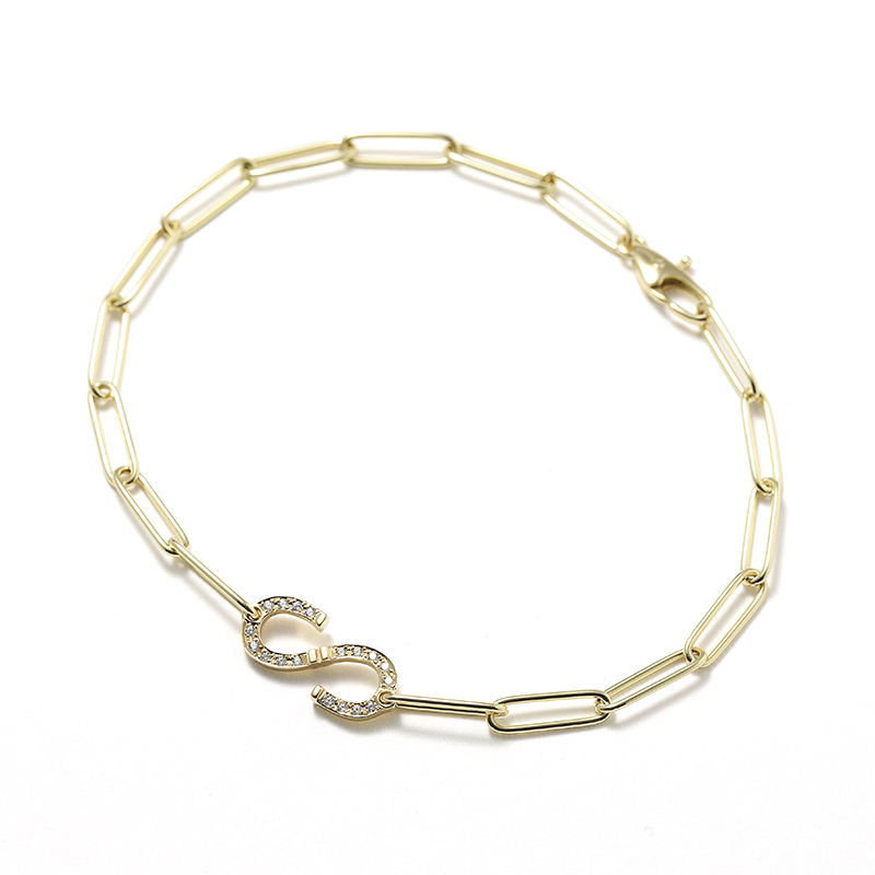 ホースシュー“S”チェーンブレスレット - K18イエローゴールド w/ ダイヤモンド