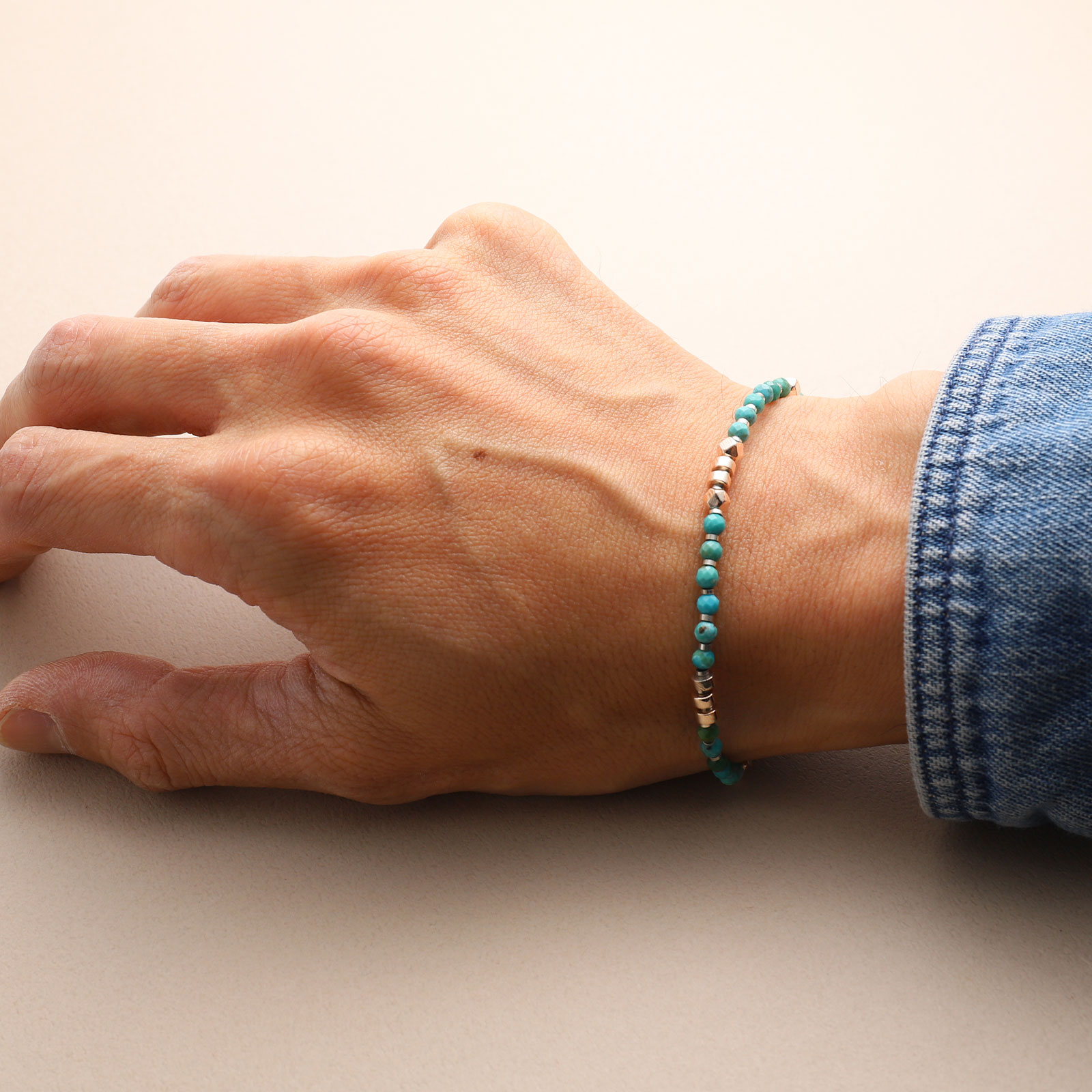 【一点物】ホープビーズブレスレット /ターコイズ
