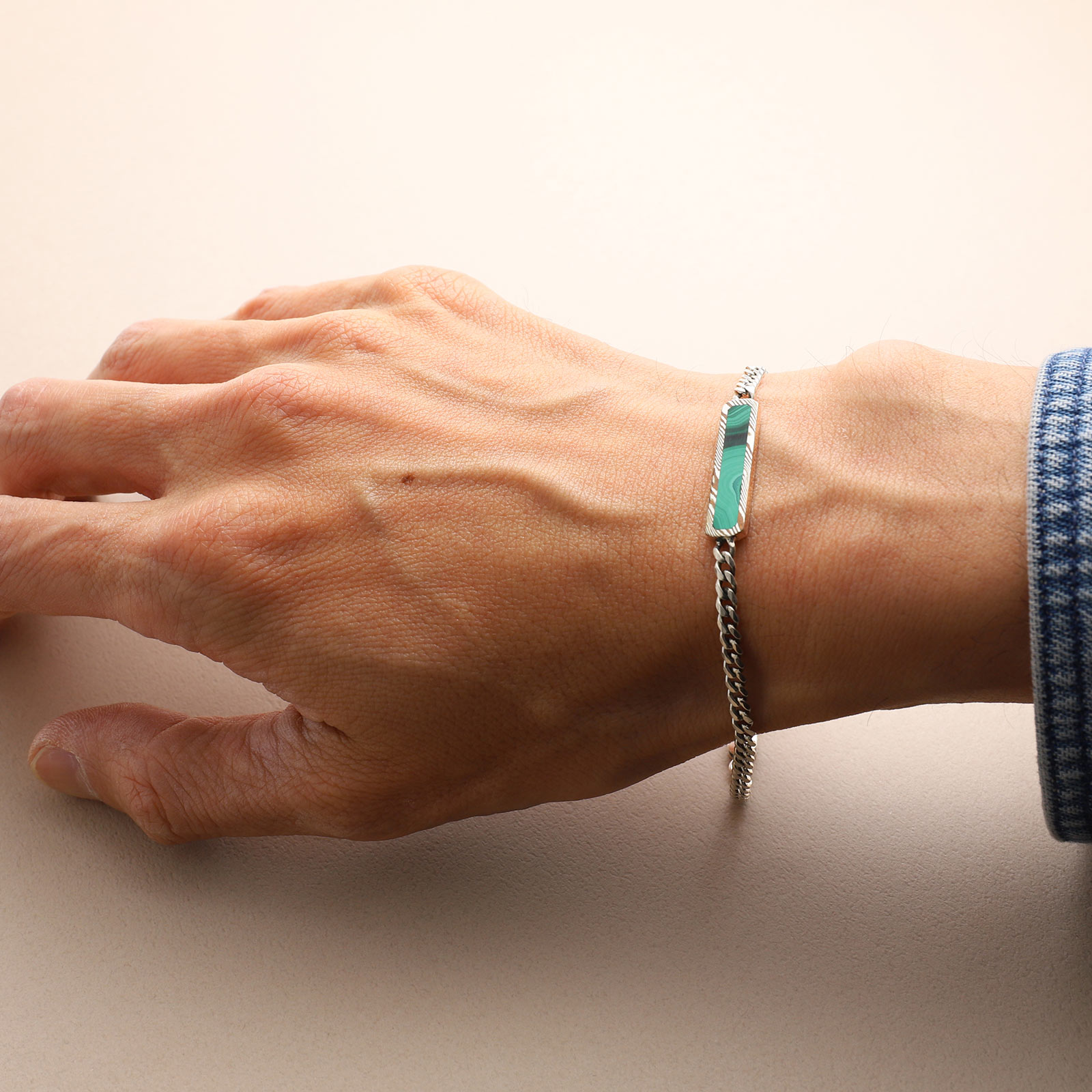 【一点物】レクトマラカイトチェーンブレスレット