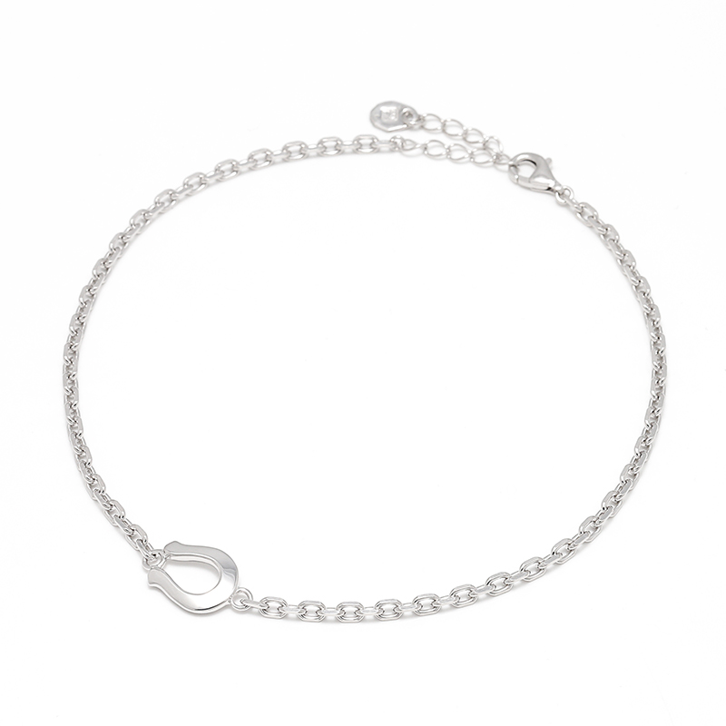 Horseshoe Amulet Chain Anklet - Silver