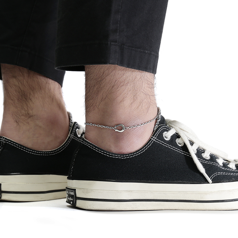 Horseshoe Amulet Chain Anklet - Silver