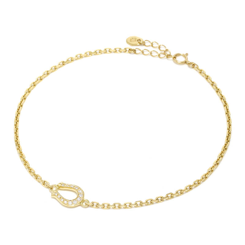 Horseshoe Amulet Chain Anklet - K18Yellow Gold w/Diamond