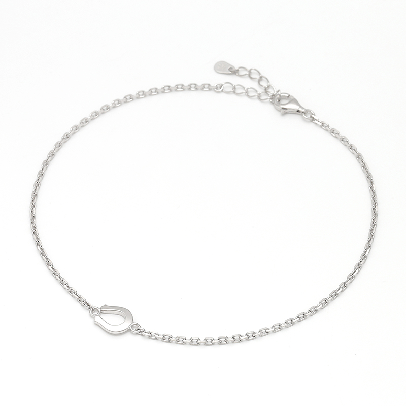 Small Horseshoe Chain Anklet - Silver