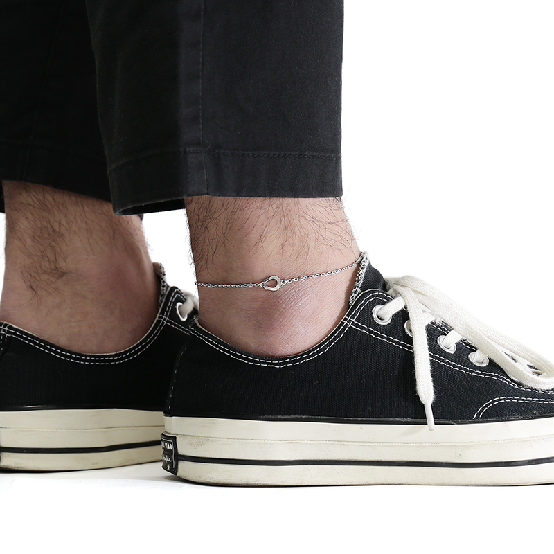 Small Horseshoe Chain Anklet - Silver