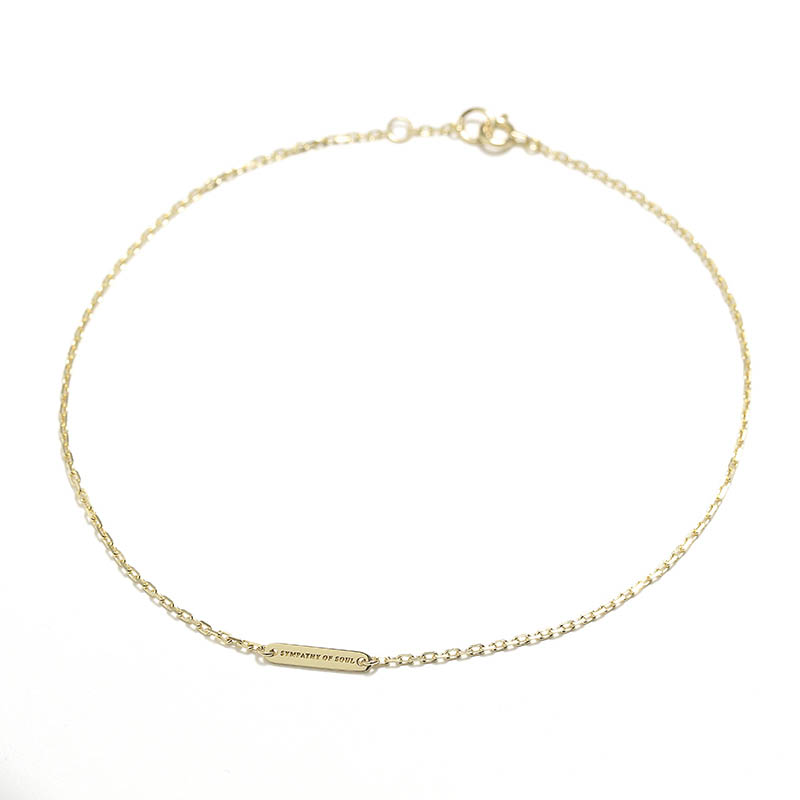 Logo Plate Anklet - Square - K18Yellow Gold