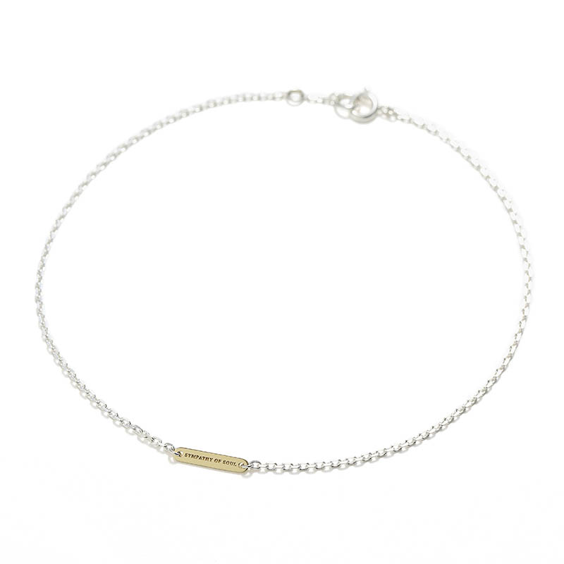 Logo Plate Anklet - Square - Silver×K18Yellow Gold