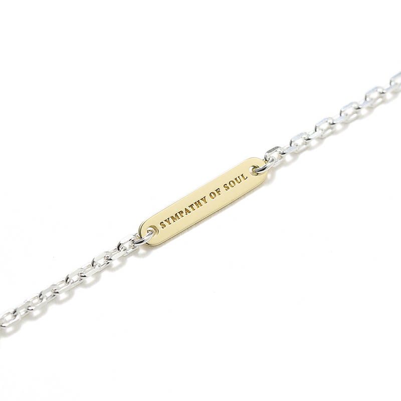 Logo Plate Anklet - Square - Silver×K18Yellow Gold