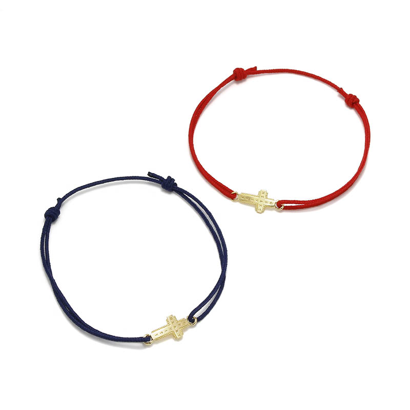 Gravity Cross Cord Bracelet - K18Yellow Gold
