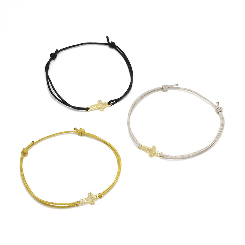 Gravity Cross Cord Bracelet - K18Yellow Gold