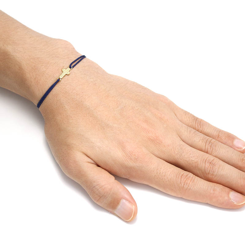 Gravity Cross Cord Bracelet - K18Yellow Gold