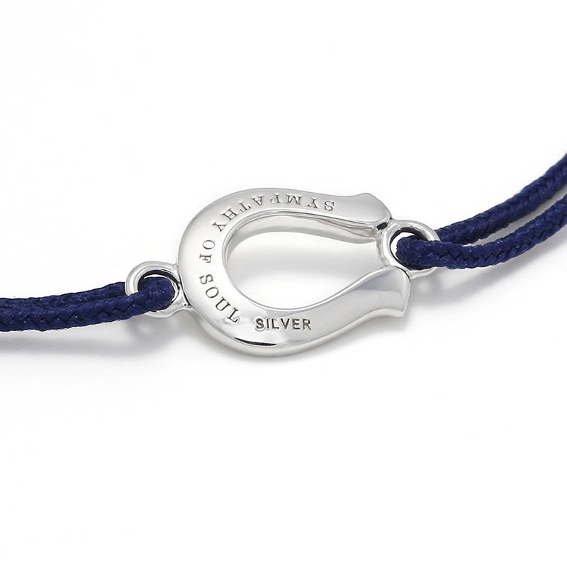 Horseshoe Amulet Cord Bracelet - Silver