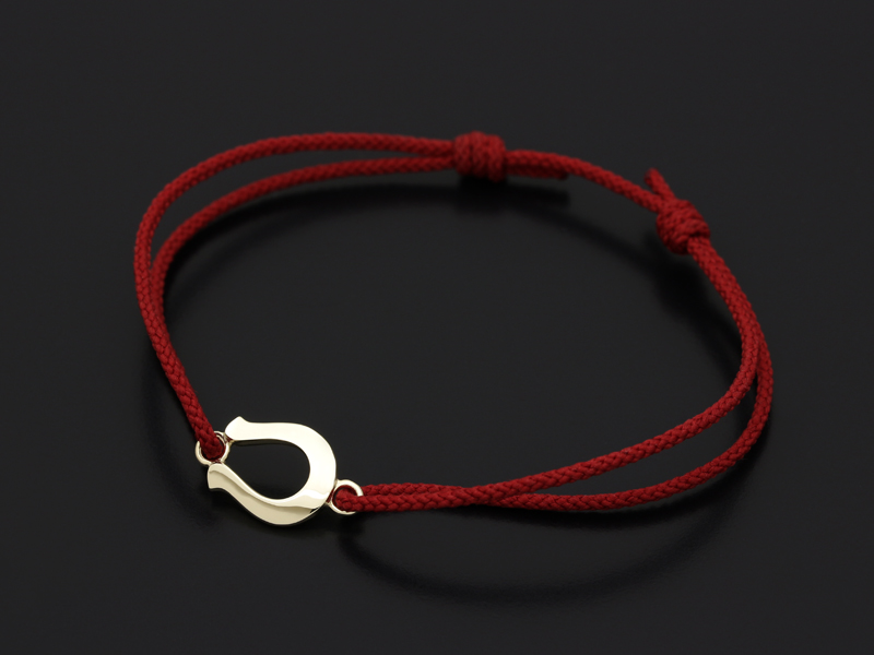 Horseshoe Amulet Cord Bracelet - K10 Yellow Gold