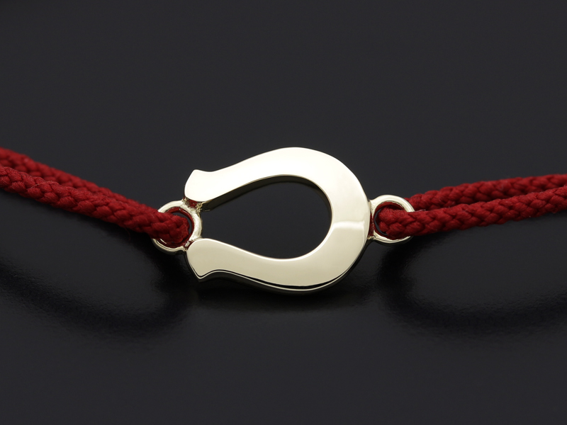 Horseshoe Amulet Cord Bracelet - K10 Yellow Gold