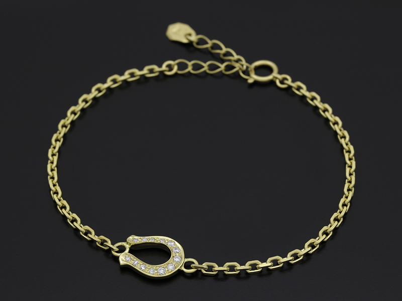 Horseshoe Amulet Chain Bracelet - K18Yellow Gold w/Diamond