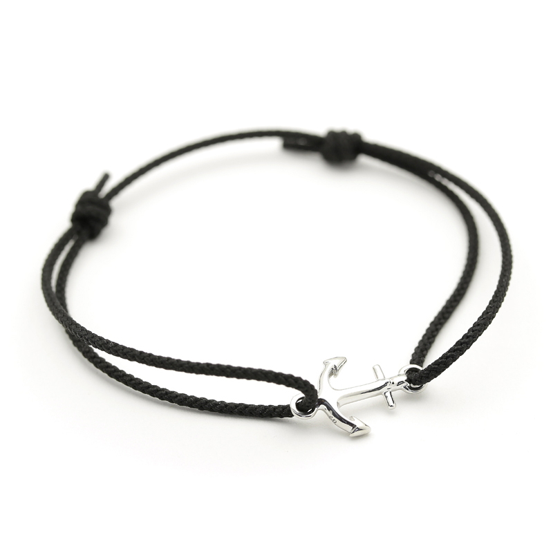 Small Anchor Cord Bracelet - Silver