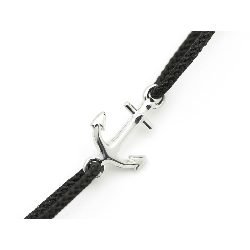 Small Anchor Cord Bracelet - Silver