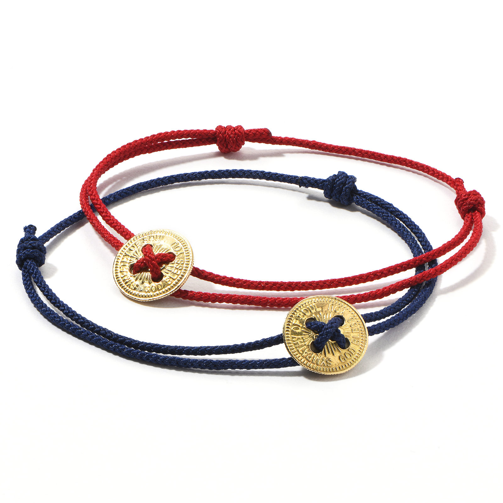 Classic Coin Button Cord Bracelet - K18Yellow Gold