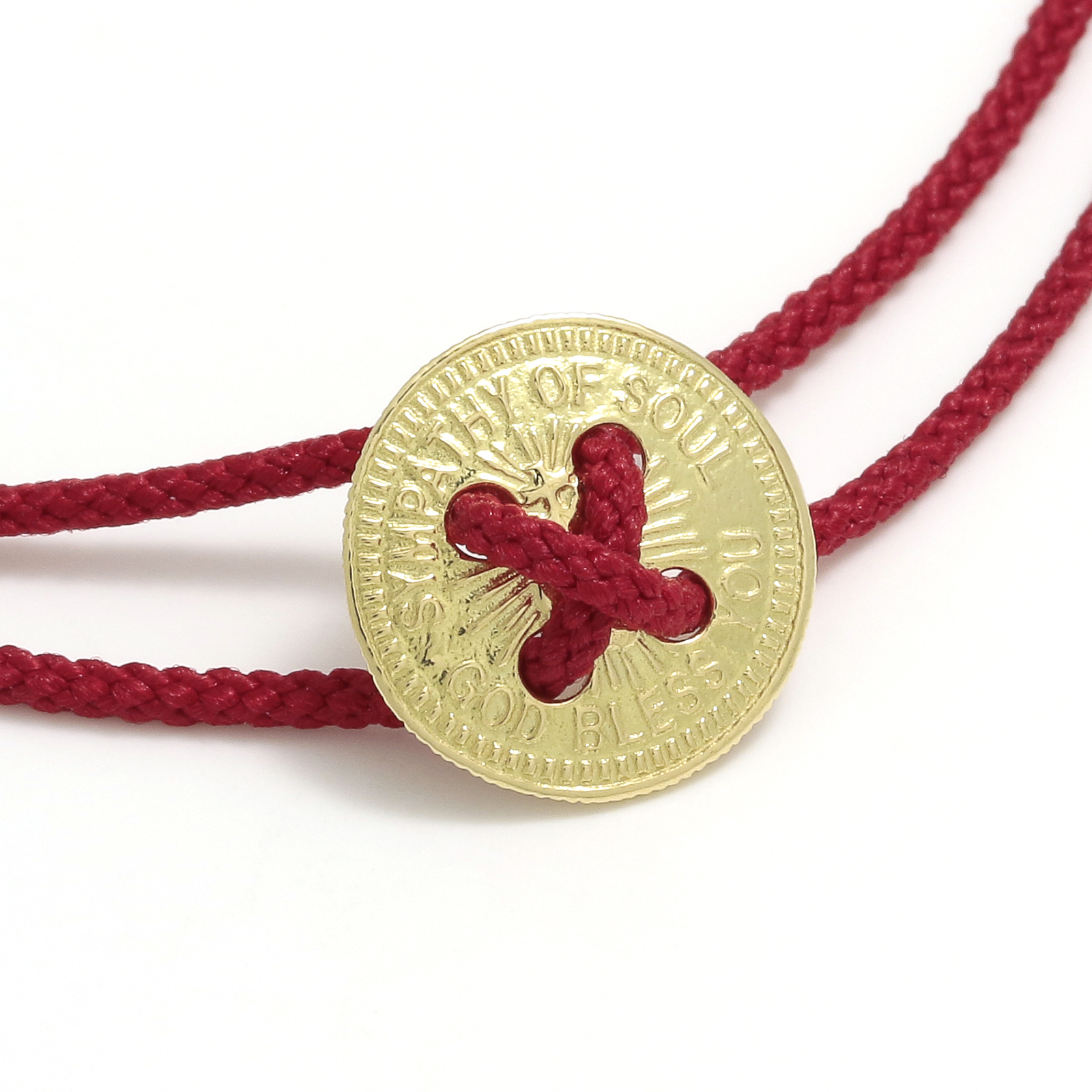 Classic Coin Button Cord Bracelet - K18Yellow Gold